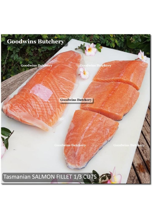 Salmon TASMANIA FILLET frozen PORTIONED 1/3 CUTS (price/pc 700g)